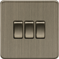 Knightsbridge MLA Screwless SF4000AB 10AX 3G 2-Way Switch - Antique Brass