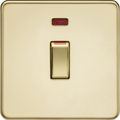Knightsbridge MLA Screwless SF81MNPB 45A DP Switch with Neon (1G size) - Polihed Brass