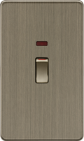 Knightsbridge MLA Screwless SF82MNAB 45A 2G DP switch with neon - Antique Brass