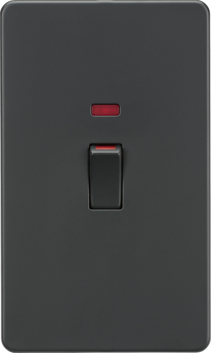Knightsbridge MLA Screwless SF82MNAT 45A DP Switch with Neon (2G size) - Anthracite