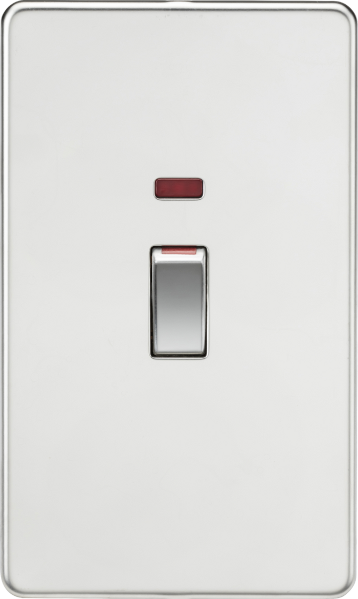 Knightsbridge MLA Screwless SF82MNPC 45A DP Switch with Neon (2G size) - Polished Chrome