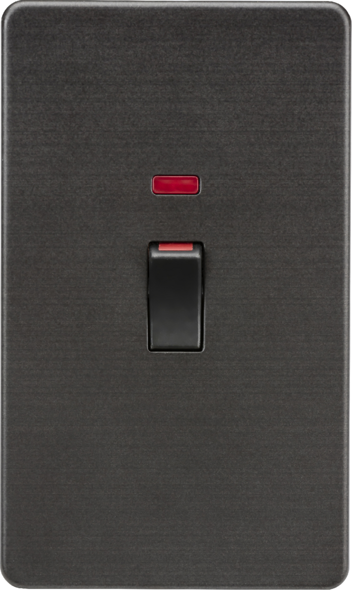 Knightsbridge MLA Screwless SF82MNSB 45A DP Switch with Neon (2G size) - Smoked Bronze