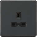 Knightsbridge MLA Screwless SFR7000UAT 13A 1G Unswitched Socket - Anthracite with Black Insert
