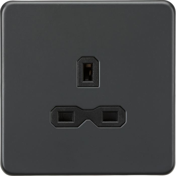 Knightsbridge MLA Screwless SFR7000UAT 13A 1G Unswitched Socket - Anthracite with Black Insert