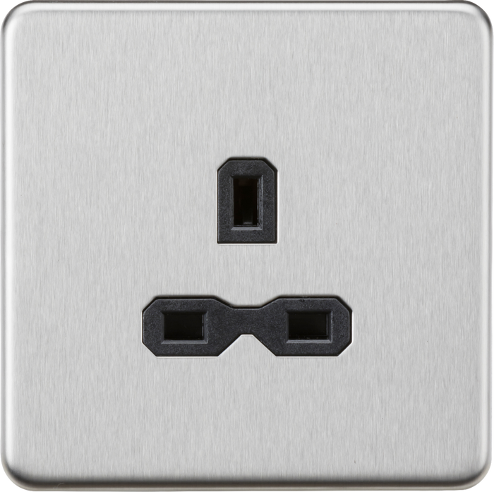 Knightsbridge MLA Screwless SFR7000UBC 13A 1G Unswitched Socket - Brushed Chrome with Black Insert