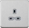 Knightsbridge MLA Screwless SFR7000UBCG 13A 1G Unswitched Socket - Brushed Chrome with Grey Insert