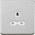 Knightsbridge MLA Screwless SFR7000UBCW 13A 1G Unswitched Socket - Brushed Chrome with White Insert