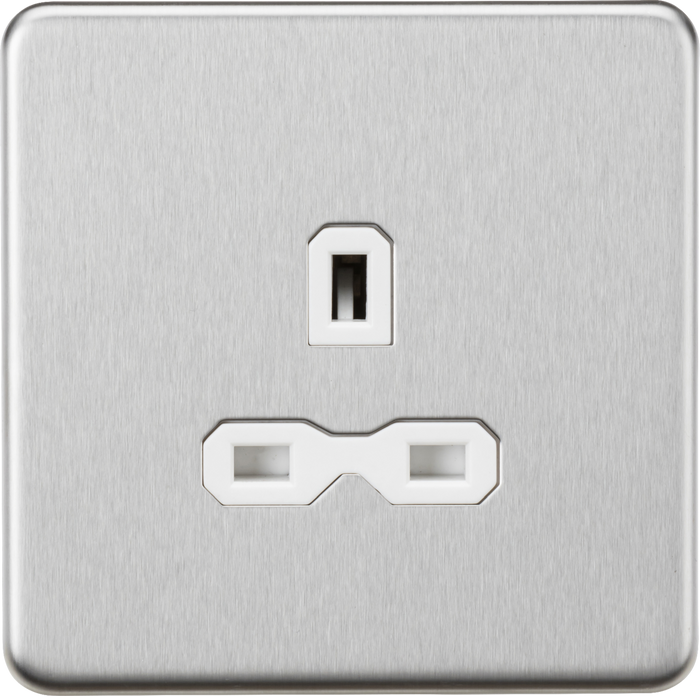 Knightsbridge MLA Screwless SFR7000UBCW 13A 1G Unswitched Socket - Brushed Chrome with White Insert
