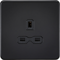 Knightsbridge MLA Screwless SFR7000UMB 13A 1G Unswitched Socket - Matt Black with Black Insert