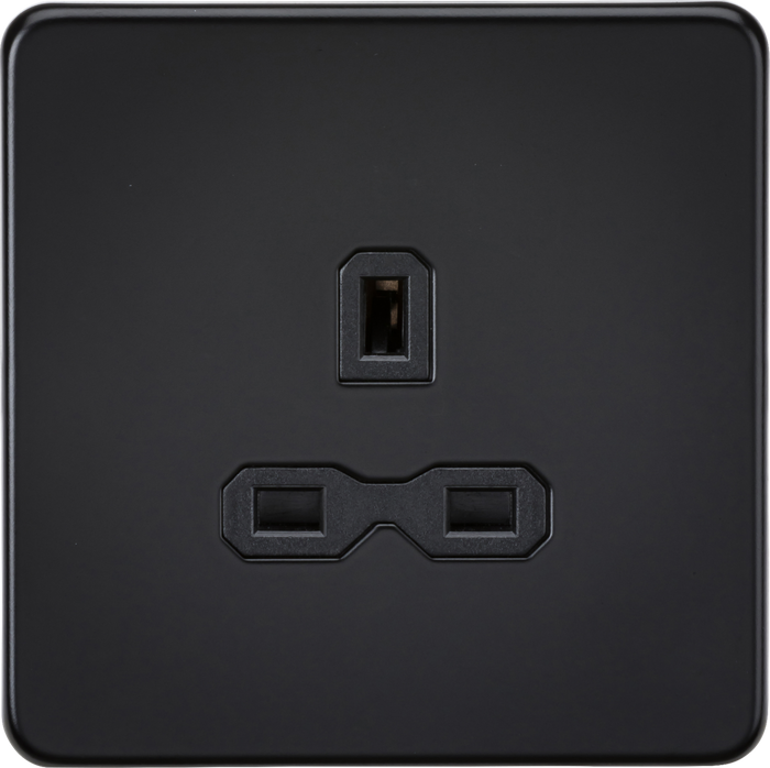 Knightsbridge MLA Screwless SFR7000UMB 13A 1G Unswitched Socket - Matt Black with Black Insert