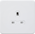 Knightsbridge MLA Screwless SFR7000UMW 13A 1G Unswitched Socket - Matt White with White Insert