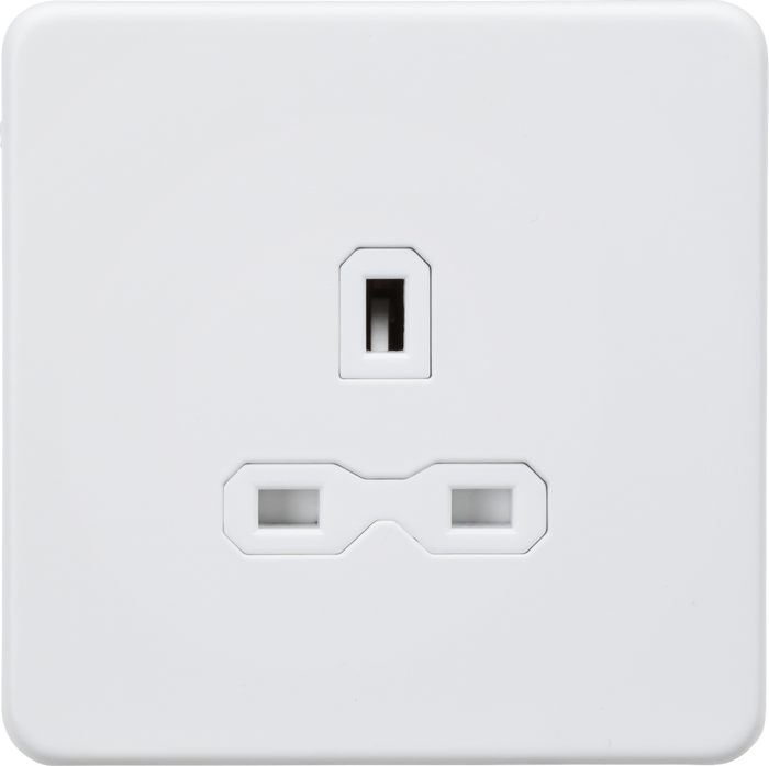 Knightsbridge MLA Screwless SFR7000UMW 13A 1G Unswitched Socket - Matt White with White Insert