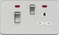 Knightsbridge MLA Screwless SFR83MNBCW 45A DP Switch & 13A Socket with Neons - Brushed Chrome with White Insert