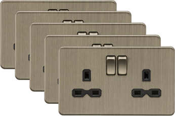 Knightsbridge MLA Screwless SFR9000AB 13A 2G DP Switched Socket - Antique Brass - Pack of 5