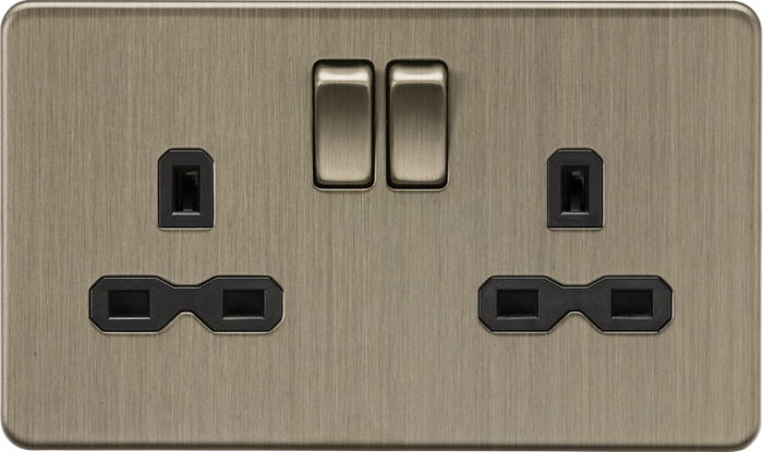 Knightsbridge MLA Screwless SFR9000AB 13A 2G DP Switched Socket - Antique Brass