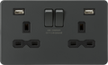 Knightsbridge MLA Screwless SFR9224AT 13A 2G switched socket with dual USB charger A + A (2.4A) - Anthracite