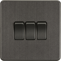 Knightsbridge MLA SF4000SB Screwless 10AX 3G 2-Way Switch - Smoked Bronze
