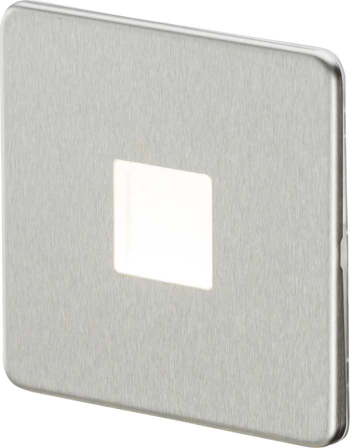 Knightsbridge MLA SFPLBC Screwless 230V LED Plinth Light - Brushed Chrome