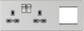 Knightsbridge MLA SFR192LBCG Screwless 13A 2G DP Socket + 2G Modular Combination Plate - Brushed Chrome