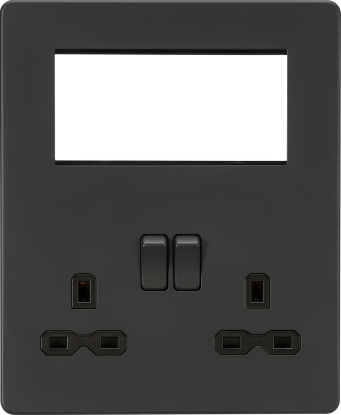 Knightsbridge MLA SFR194AT Screwless Small Multimedia Combination  Plate - Anthracite