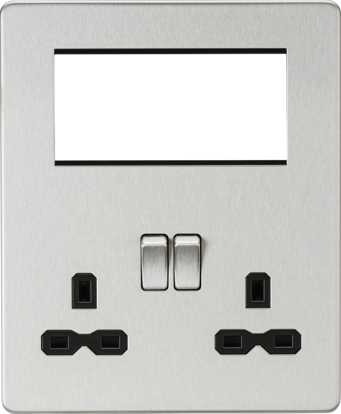 Knightsbridge MLA SFR194BC Screwless Small Multimedia Combination  Plate - Brushed Chrome