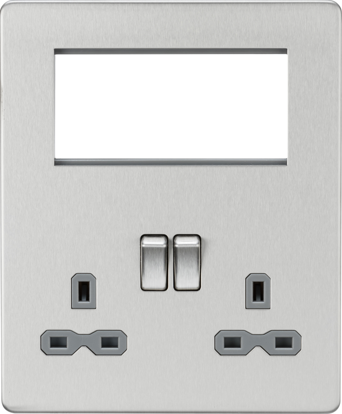 Knightsbridge MLA SFR194BCG Screwless Small Multimedia Combination  Plate - Brushed Chrome