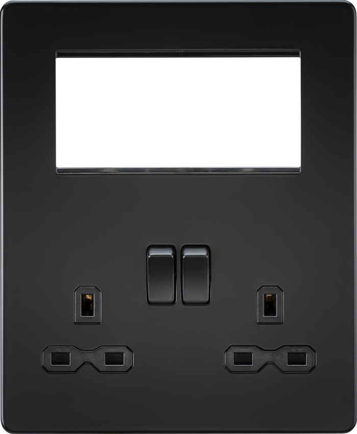 Knightsbridge MLA SFR194MBB Screwless Small Multimedia Combination  Plate - Matt Black