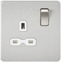 Knightsbridge MLA SFR7000BCW Screwless 13A 1G DP switched Socket - Brushed Chrome with white Insert