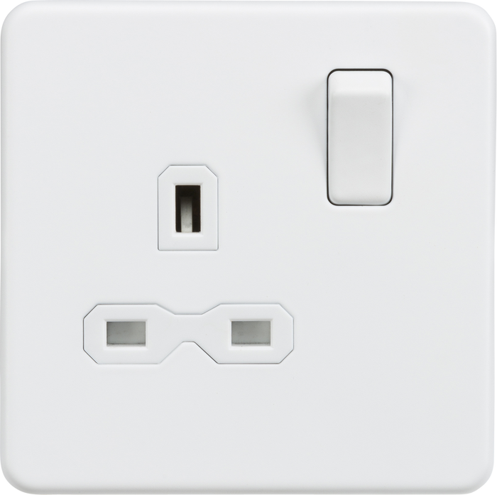 Knightsbridge MLA SFR7000MW Screwless 13A 1G DP switched socket - Matt white with white insert