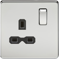Knightsbridge MLA SFR7000PC Screwless 13A 1G DP switched socket - polished chrome with black insert
