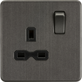 Knightsbridge MLA SFR7000SB Screwless 13A 1G DP switched socket - Smoked Bronze