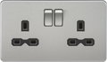 Knightsbridge MLA SFR9000BC Screwless 13A 2G DP switched socket - brushed chrome with black insert