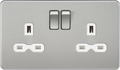 Knightsbridge MLA SFR9000BCW Screwless 13A 2G DP switched socket - brushed chrome with white insert
