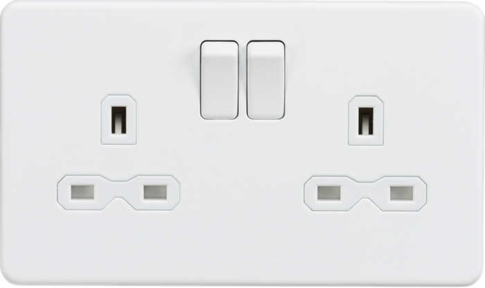 Knightsbridge MLA SFR9000MW Screwless 13A 2G DP switched socket - Matt white