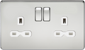 Knightsbridge MLA SFR9000PCW Screwless 13A 2G DP switched socket - polished chrome with white insert