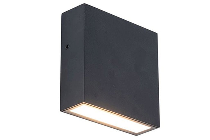 Lutec 5104002012 gemini xf ip54 integrated led wall light in matt black 800 lumen 3000k