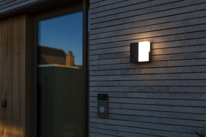 Lutec 5116202118 domino integrated led wall light 3000k dark grey