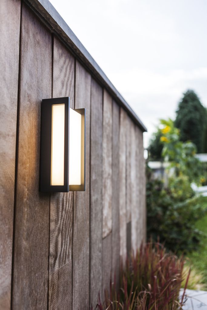 Lutec 5193001118 qubo ip54 integrated led wall light in dark grey 1100 lumen 3000k