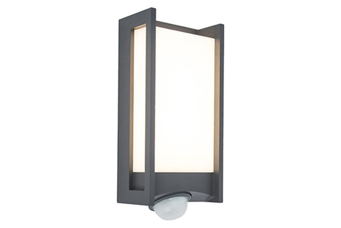 Lutec 5193002118 qubo pir ip54 integrated led wall light in dark grey 800 lumen 3000k