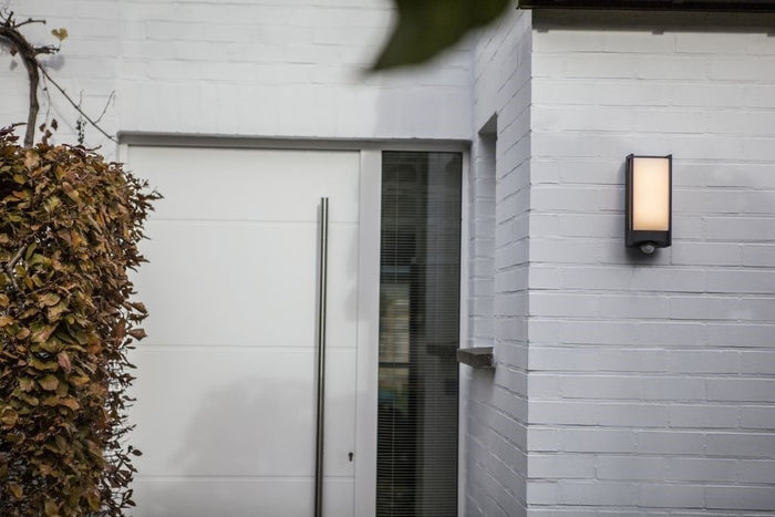 Lutec 5193002118 qubo pir ip54 integrated led wall light in dark grey 800 lumen 3000k