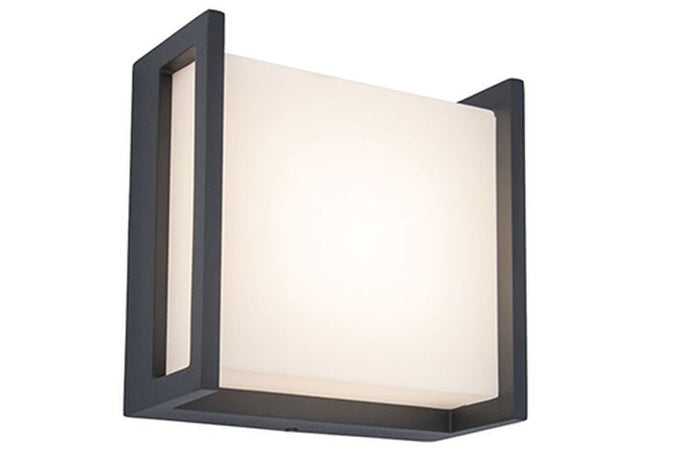 Lutec 5195401118 qubo ip54 integrated led wall light in dark grey 650 lumen 3000k