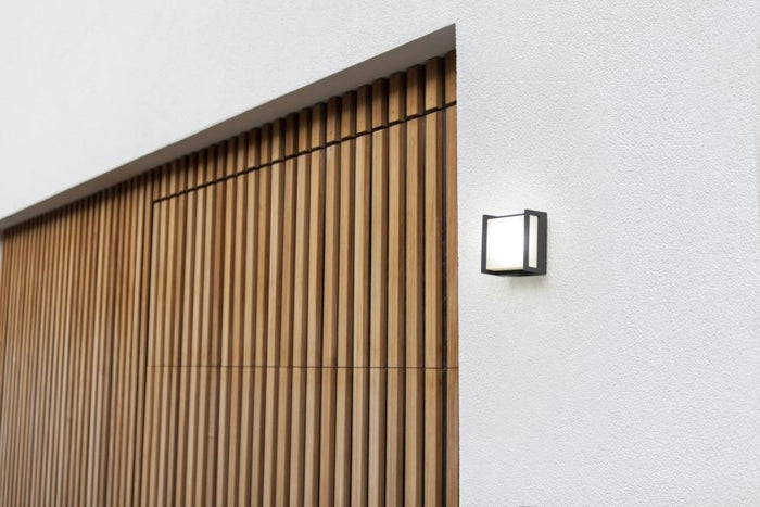 Lutec 5195401118 qubo ip54 integrated led wall light in dark grey 650 lumen 3000k