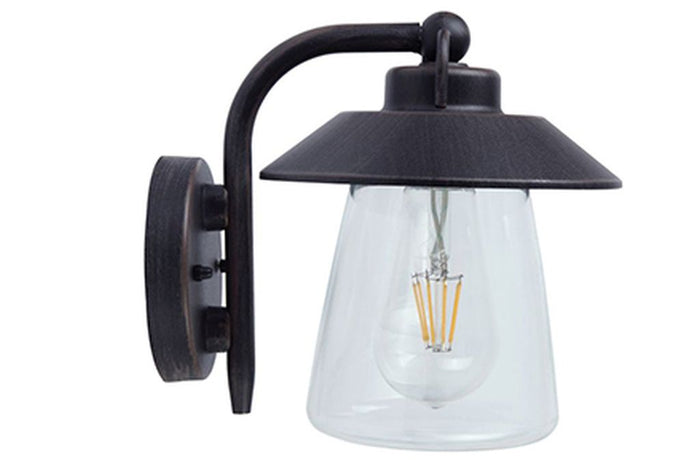 Lutec 5264201213 cate ip44 e27 wall light in black-rust