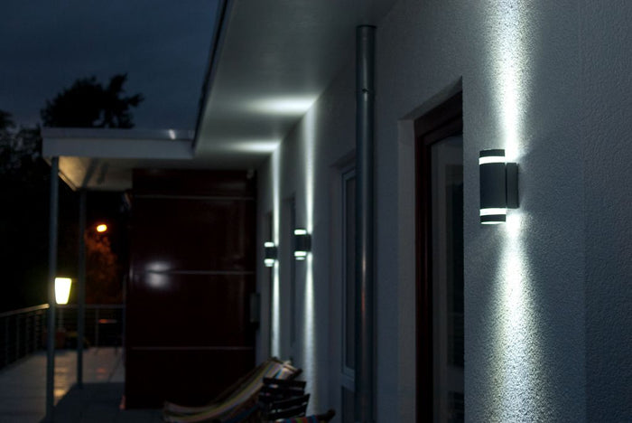 Lutec 5604011118 focus ip44 2x gu10 wall light in dark grey