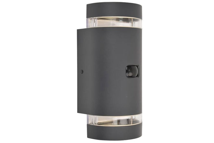 Lutec 5604014118 focus pir ip44 2x gu10 up & down wall light in dark grey