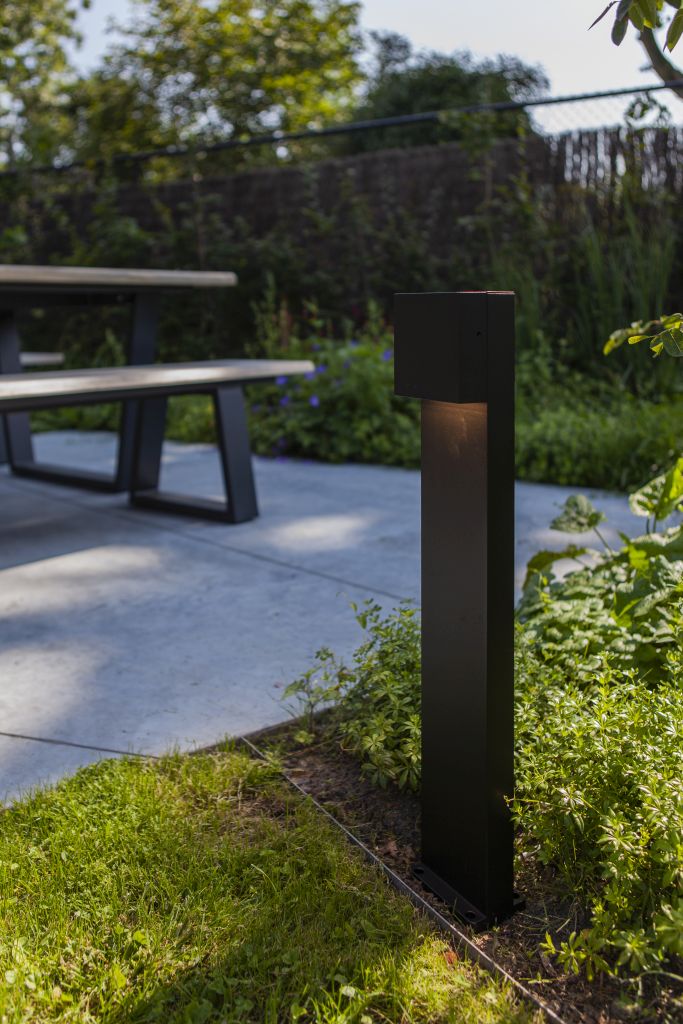 Lutec 7104002012 gemini xf ip54 integrated led bollard light in matt black 800 lumen 3000k
