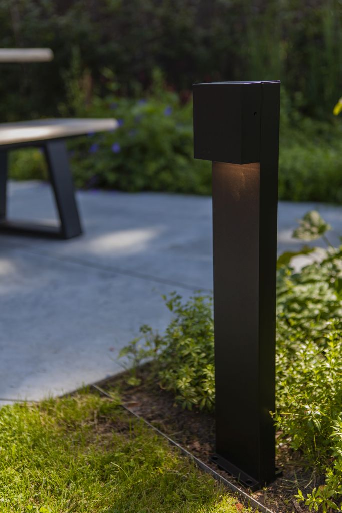 Lutec 7104002012 gemini xf ip54 integrated led bollard light in matt black 800 lumen 3000k
