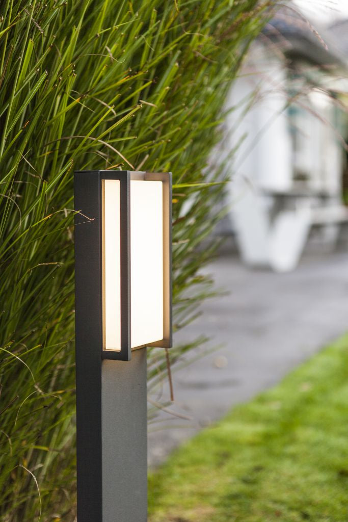 Lutec 7193001118 qubo ip54 integrated led bollard light in dark grey 1100 lumen 3000k
