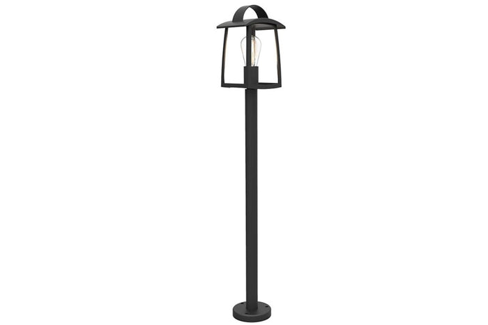 Lutec 7273605012 kelsey ip44 e27 bollard light in black with clear glass