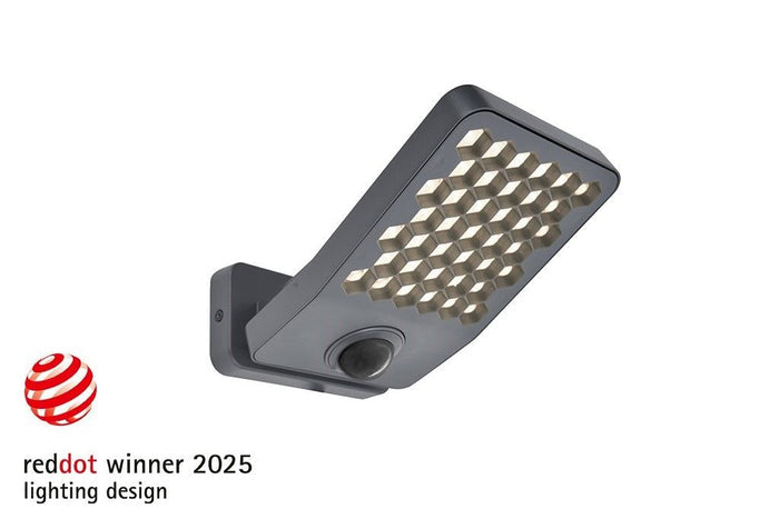 Lutec 7801602118 atlantis outdoor led security light pir dark grey(4000k) 14w